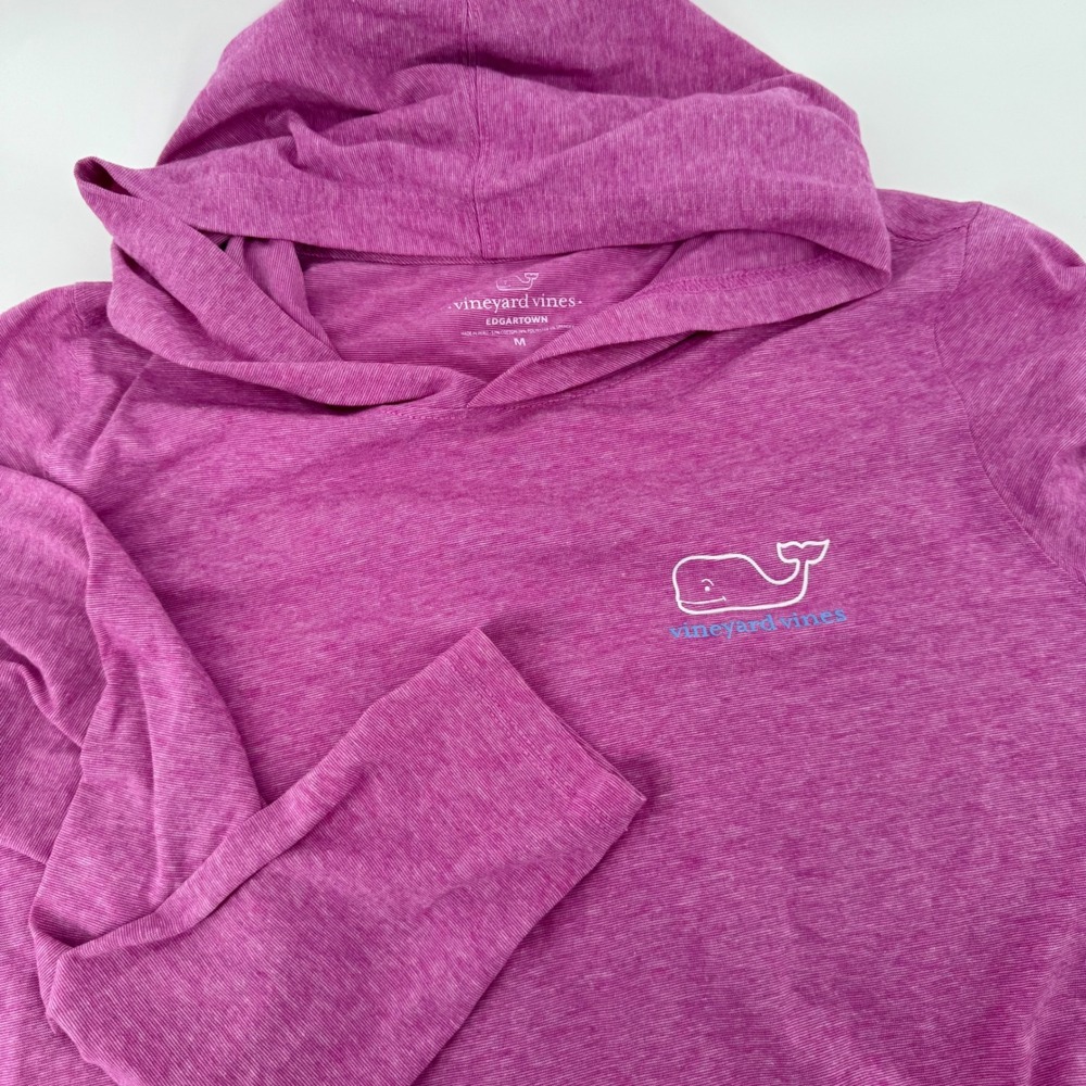 Vineyard Vines Womens Edgartown Hoodie Pink Heather Whale Logo Size M